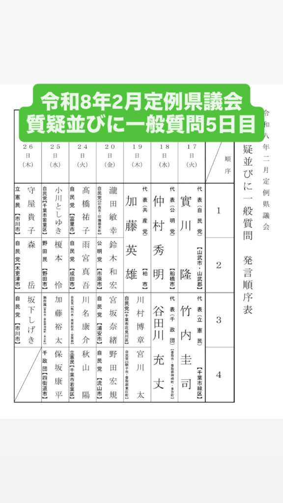 令和８年２月定例県議会かとう裕太一般質問